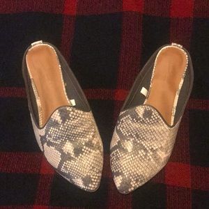 Snakeskin print mules